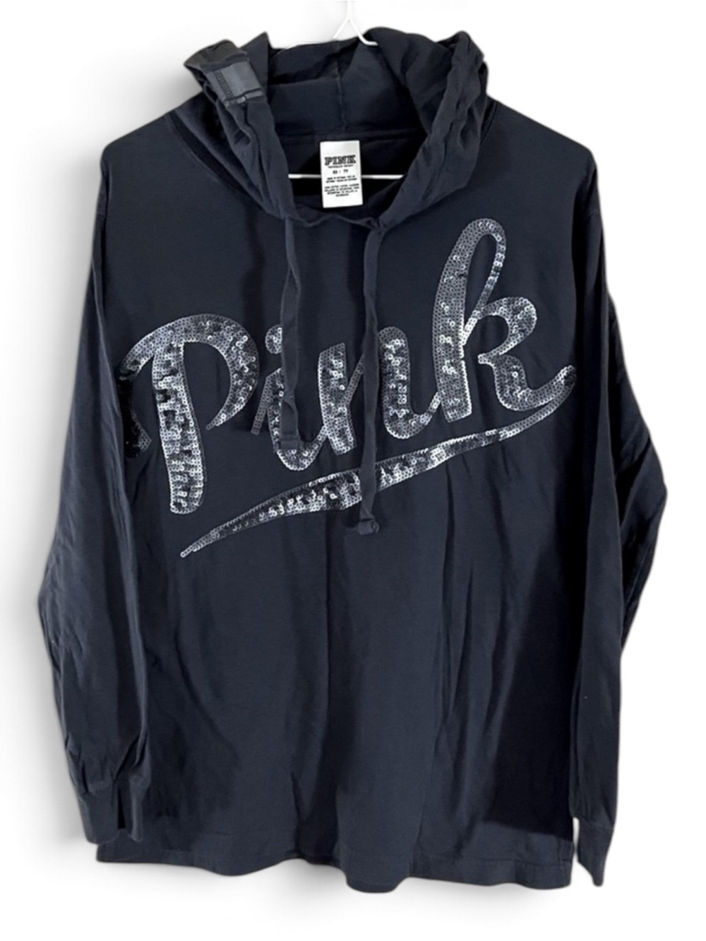 PINK Deep Blue Hooded Yoga Workout Top X-Long Oversized